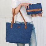 Women’s Large Canvas Shoulder Tote Bag Casual Handbag Travel Bag with Small Conin Purse Wristlet