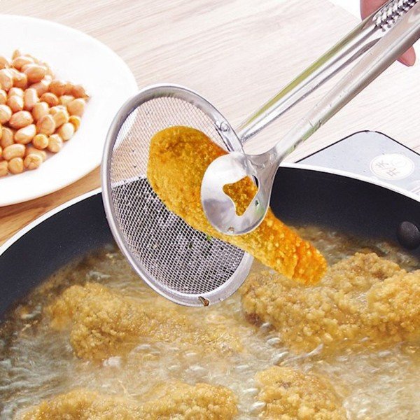 Multi-functional Filter Spoon With Clip Food Kitchen Oil-Frying stainless steel