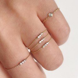 100% 925 sterling silver AAA+ cubic zirconia bezel cz charm cz bar delicate dainty thin chain simple girl ring