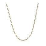 14K Two-Tone Yellow and White Gold 1.5mm Solid Figaro Pave Chain Necklace- 16"-30" Available…