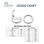 365 Sleepers 1 Pair Stainless Steel 20G (Very Thin) Hinged Segment Ring Hoop Sleeper Earrings Body Piercing 5mm/6mm/7mm/8mm