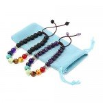 7 Chakras Healing Bracelet Amethyst Lava Stone Braided Rope Men Women Bracelet