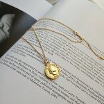 925 Sterling Silver Chain Necklace Jewelry Charm Gold Coin Pendent Simple Delicate Chic Fashion
