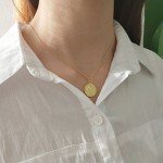925 Sterling Silver Chain Necklace Jewelry Charm Gold Coin Pendent Simple Delicate Chic Fashion