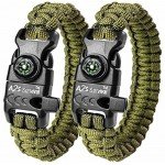 A2S Protection Paracord Bracelet K2-Peak - Best Father’s Day Gift -Survival Gear Kit with Embedded Compass, Fire Starter, Emergency Knife & Whistle