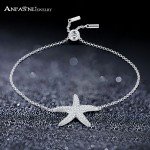 ANFASNI New Silver Color Starfish Bracelet & Bangle Adjustable Pulseras Mujer Charm Bracelet For Women Bridal Wedding Jewelry