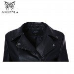 AORRYVLA 2017 New Autumn Women Faux Leather Jacket Fashion Black Color Turn-Down Collar Zippers Short Ladies PU Leather Jacket 