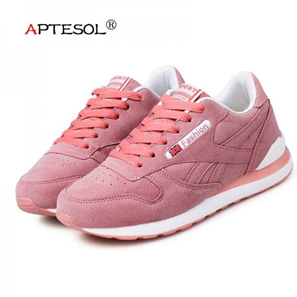 APTESOL Womens Outdoor Sport Brand Light Running Shoes Lace Up Breathable Sneakers Damping Anti Collision Suede Women Sneaker