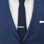 Anfly Onyx Tie Clips Tie Bar Pin Rhodium Plating Fashion Necktie Tie Clip Bar Wedding Business Gifts with Elegant Box