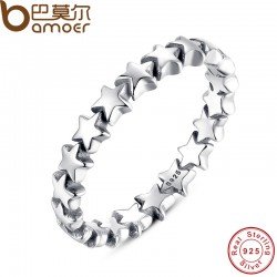 BAMOER Star Trail Stackable Finger Ring For Women Wedding 100% 925 Sterling Silver Jewelry 2018 HOT SELL PA7151