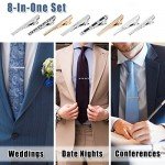 BMC Mens Design Ties Clips Bar Wear Accessories Shirt Pins for Skinny & Vintage Neckties, Dress Shirts, Suits & Ties - Perfect Gifts for Men & Adolescent Boys - 8pc Mixed Color Variety Set Bundle Pack