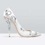 Boussac Elegant Silk Women Pumps High Heels Rhinestone Flower Wedding Pumps Brand Design Pointed Toe High Heels Shoes SWB0074