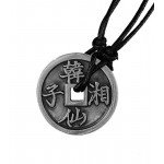 Chinese Lucky Coin Charm Pewter Pendant + Rope Necklace Adjustable …