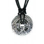 Chinese Lucky Coin Charm Pewter Pendant + Rope Necklace Adjustable …