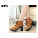EFFGT 2017 New Autumn Winter Women Boots High Quality Solid Lace-up European Ladies shoes PU Leather Fashion Boots Free Shipping