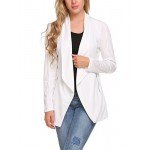 ELESOL Women Casual Basic Work Office Blazer Open Front Draped Asymmetric Cardigan Jacket