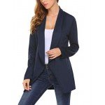 ELESOL Women Casual Basic Work Office Blazer Open Front Draped Asymmetric Cardigan Jacket