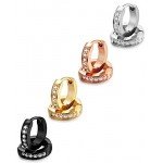 FIBO STEEL 13MM Stainless Steel Small Hoop Earrings for Men Women Huggie Earrings CZ Inlaid