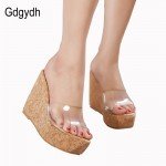 Gdgydh 2018 New Summer Transparent Platform Wedges Sandals Women Fashion High Heels Female Summer Shoes Size 34-40 Drop Shipping