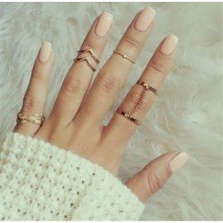 H:HYDE 6pcs/lot Unique adjustable Ring Set Punk style Gold Color Knuckle Rings for women midi Finger Knuckle rings Ring Set 