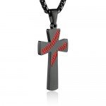 HZMAN Baseball Cross Pendant, I CAN DO ALL THINGS STRENGTH Bible Verse Stainless Steel Necklace