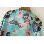 Haoricu Women Cardigan, Womens Open Front Floral Print Chiffon Loose Shawl Kimono Cover up Shirt