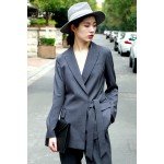 High Quality Women Long Suits Blazers Autumn Fashion Casual Bind Shows a Thin Waist Ladies Blazer Female Brand Suit Jacket