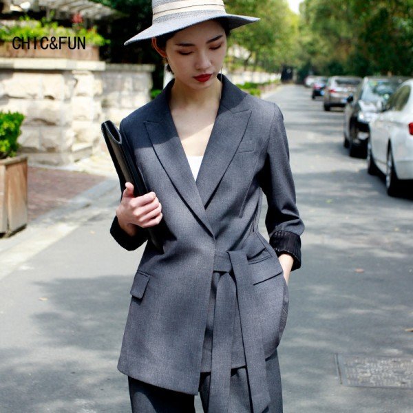 High Quality Women Long Suits Blazers Autumn Fashion Casual Bind Shows a Thin Waist Ladies Blazer Female Brand Suit Jacket