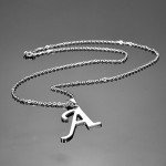 HooAMI Mens Womens Name Initial Letter Pendant Necklace, 22 inch Chain, 26 Alphabet Letters