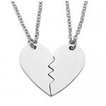 JOVIVI Free Engraving - Personalized Custom Stainless Steel Peach Heart Puzzle Couple Necklace Jewelry Set for Lover Gift