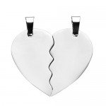 JOVIVI Free Engraving - Personalized Custom Stainless Steel Peach Heart Puzzle Couple Necklace Jewelry Set for Lover Gift