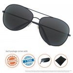 J+S Premium Military Style Classic Aviator Sunglasses, Polarized, 100% UV protection