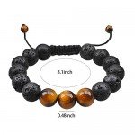 Jeka Lava Stone Bracelet Stretch Beads Black Healing Energy Jewelry for Men Women Handmade Braided Adjustable