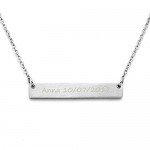 Jovivi Free Engraving- Personalized Custom Stainless Steel Simple Horizontal Initial Name Bar Necklace,Fathers day/Graduation gift