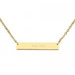 Jovivi Free Engraving- Personalized Custom Stainless Steel Simple Horizontal Initial Name Bar Necklace,Fathers day/Graduation gift