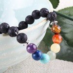 JoyJon Chakra Bracelet Lava Rock Stone Essential Oil Diffuser Natural Amazonite Gemstone Beads Men Women Bracelets Mother’s Day Gift