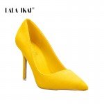 LALA IKAI Women Pump Faux Suede Basic Sandals Solid Colors 2018 Slip On High Heels 10CM Sandals Femme Sexy Pumps 014C0474 -3