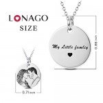 LONAGO Personalized Photo Necklace Custom Engraved Necklace Pendant Back and White Color Sterling Silver Gifts