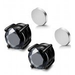 LOYALLOOK Stainless Steel Magnetic Stud Earrings for Men Women Unisex Cubic Zirconia Inlaid 5-10MM
