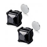 LOYALLOOK Stainless Steel Stud Earrings for Women Mens Non-piercing Magnetic Earrings Square Cubic Zirconia
