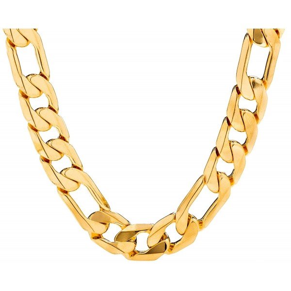 Lifetime Jewelry Figaro Chain 11MM, 24K Gold Over Semi-Precious Metals, Premium Fashion Jewelry, Hip Hop, Comes in a Box or Pouch for Gifts, Guaranteed for Life, 18 to 36 Inches
