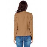 LookbookStore Women's Open Front Draped Asymmetric Padded Side Zip Blazer Jacket