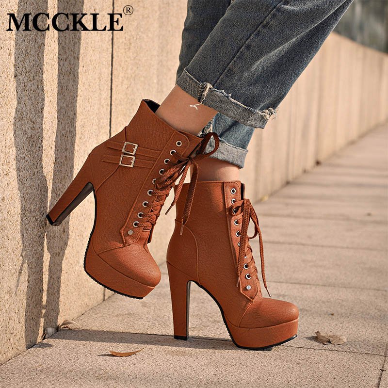 MCCKLE Plus Size Ankle Boots For Women 
