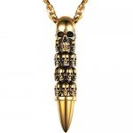 PROSTEEL Skull Bullet Charm Necklace & Pendant,Men/Women,Punk Style,Steampunk,Gothic,Skeleton,Halloween Supply,Stainless Steel