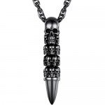 PROSTEEL Skull Bullet Charm Necklace & Pendant,Men/Women,Punk Style,Steampunk,Gothic,Skeleton,Halloween Supply,Stainless Steel