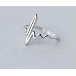 Shuangshuo Vintage Heart Beat Rings for Women Adjustable Electrocardiogram Ring Simple ECG Party Fashion Jewelry Wave Ring