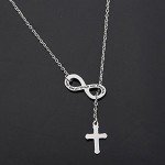 Silver Infinity Cross Necklace Bracelet Religious Jewelry Inspirational Gift,With God All Things are Possible,For Children, Friends, Graduation, school,Best Gift
