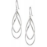 Sterling Silver Double Elongated-Oval Twist French Wire Earrings