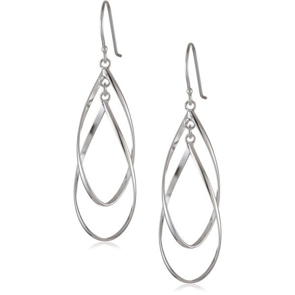 Sterling Silver Double Elongated-Oval Twist French Wire Earrings