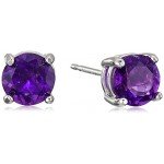 Sterling Silver Genuine and Created Gemstone Round 6mm Birthstone Stud Earrings